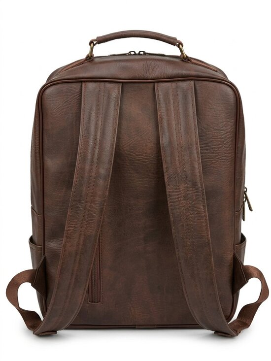 Vintage Brown Faux Leather Backpack